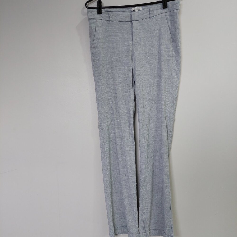 Mexx Women's Size 8 Linen Blend Mid-Rise Straight Leg Light Gray Trouser